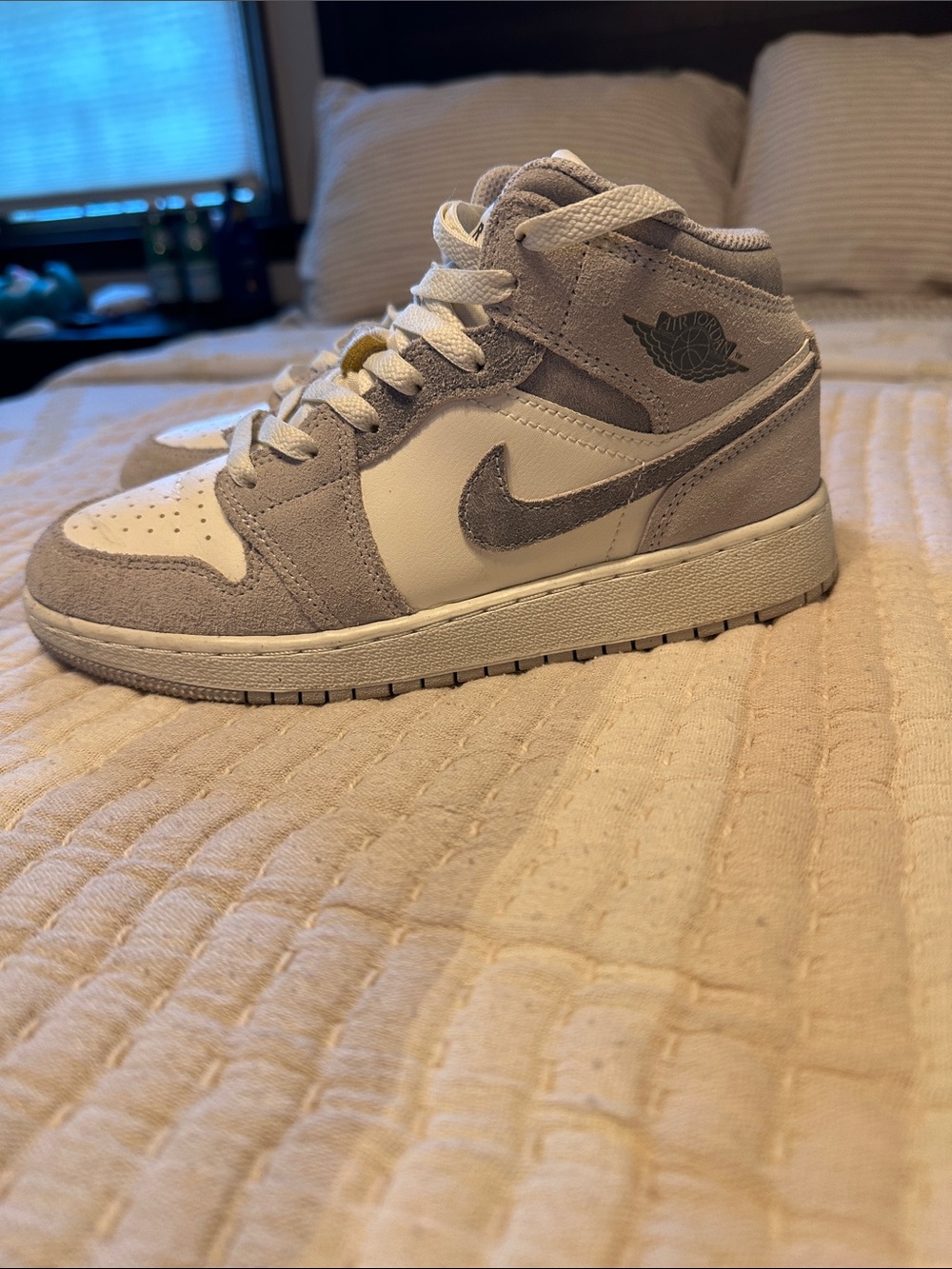 Nike Kids Mid-Top Sneakers in Gray and White